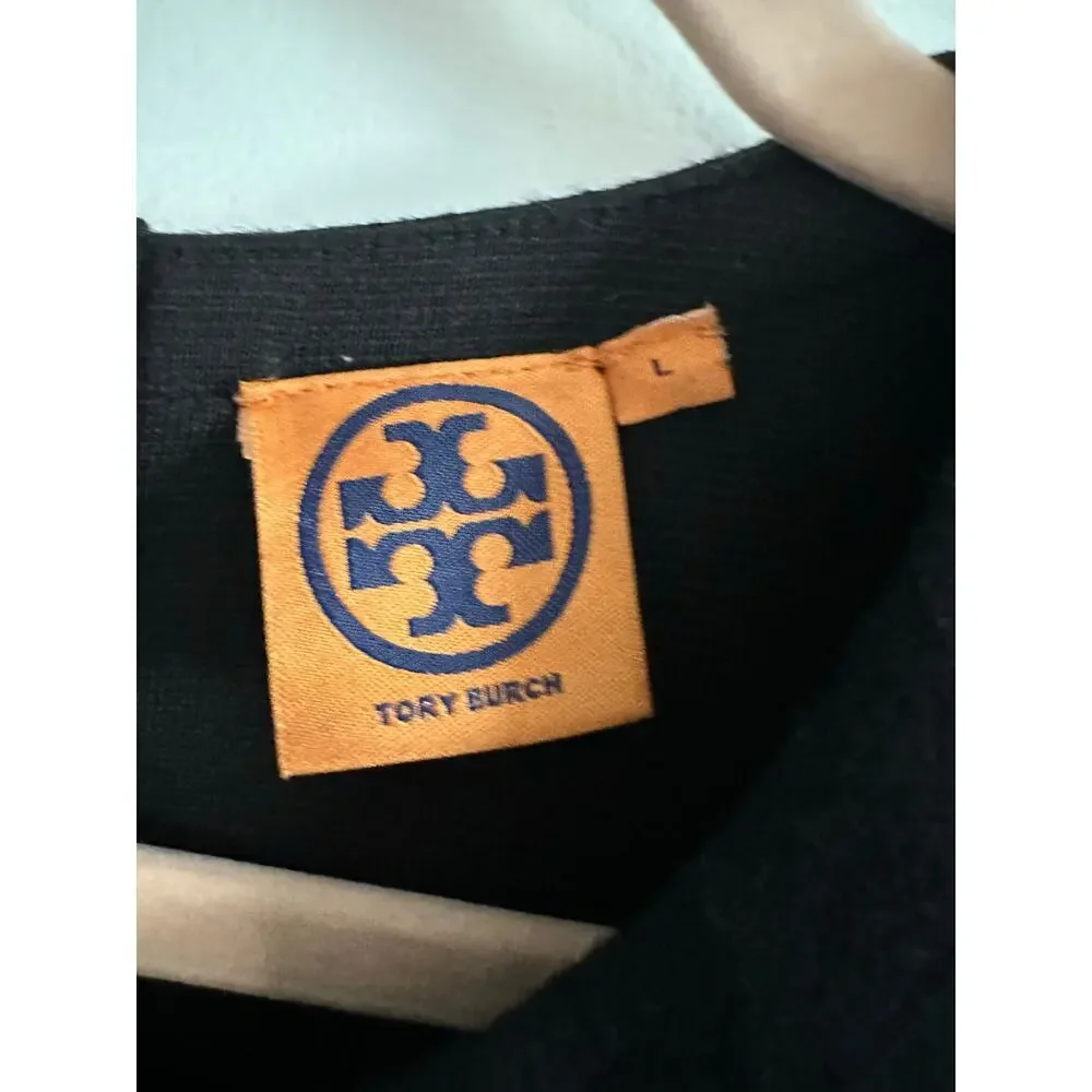 TORY BURCH Anthea Black Wool Dress Gold-Tone Buttons - Sz L